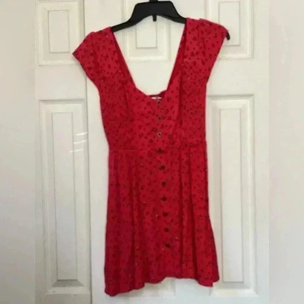 Kimchi Blue Urban Outfitters Betty Floral Fit & Flare Red Mini Dress Size XS